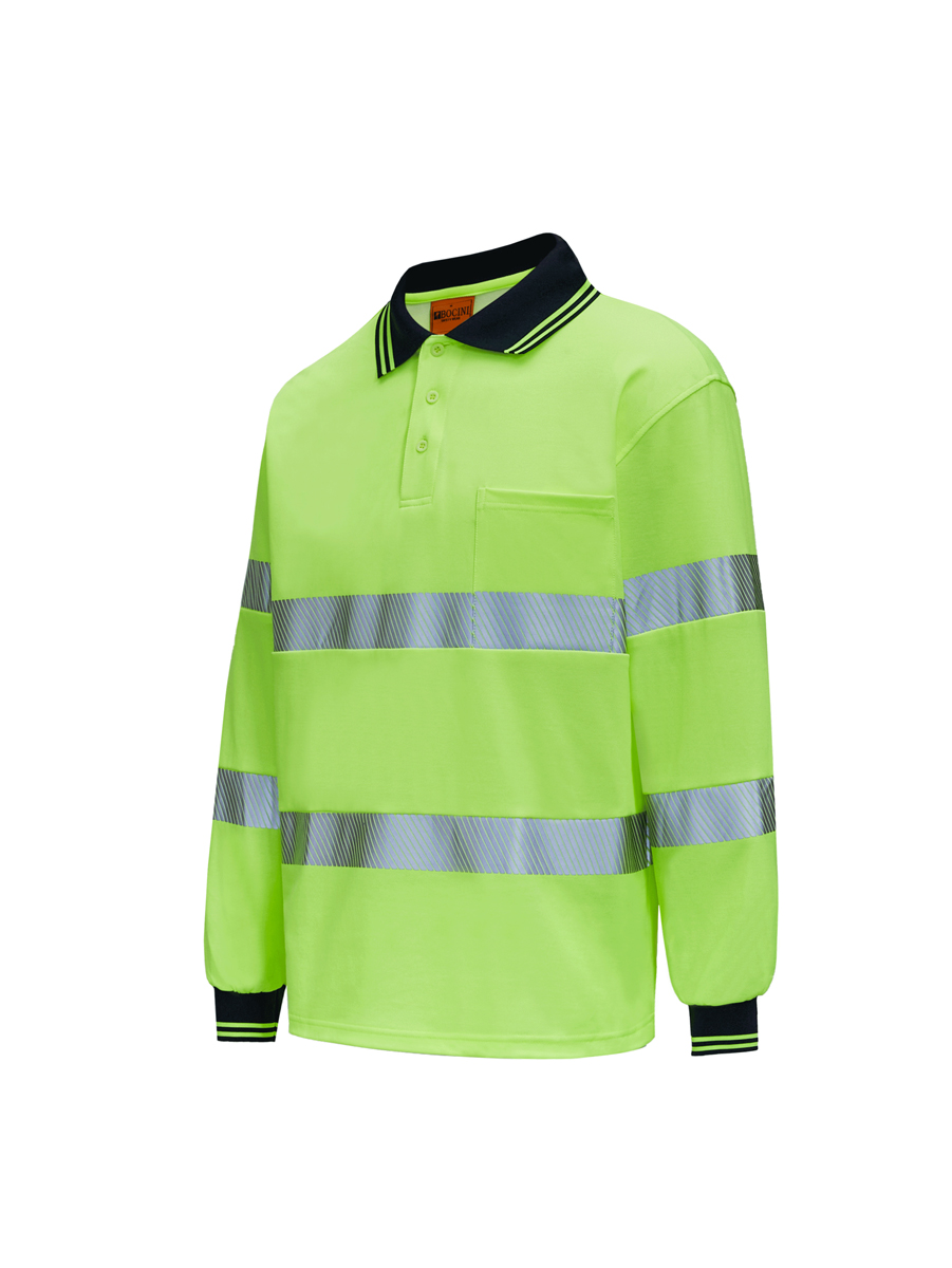 Hi-Vis Center Panel Long Sleeve Polo