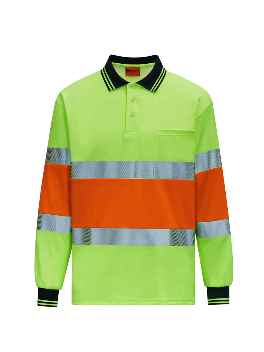 Hi-Vis Center Panel Long Sleeve Polo