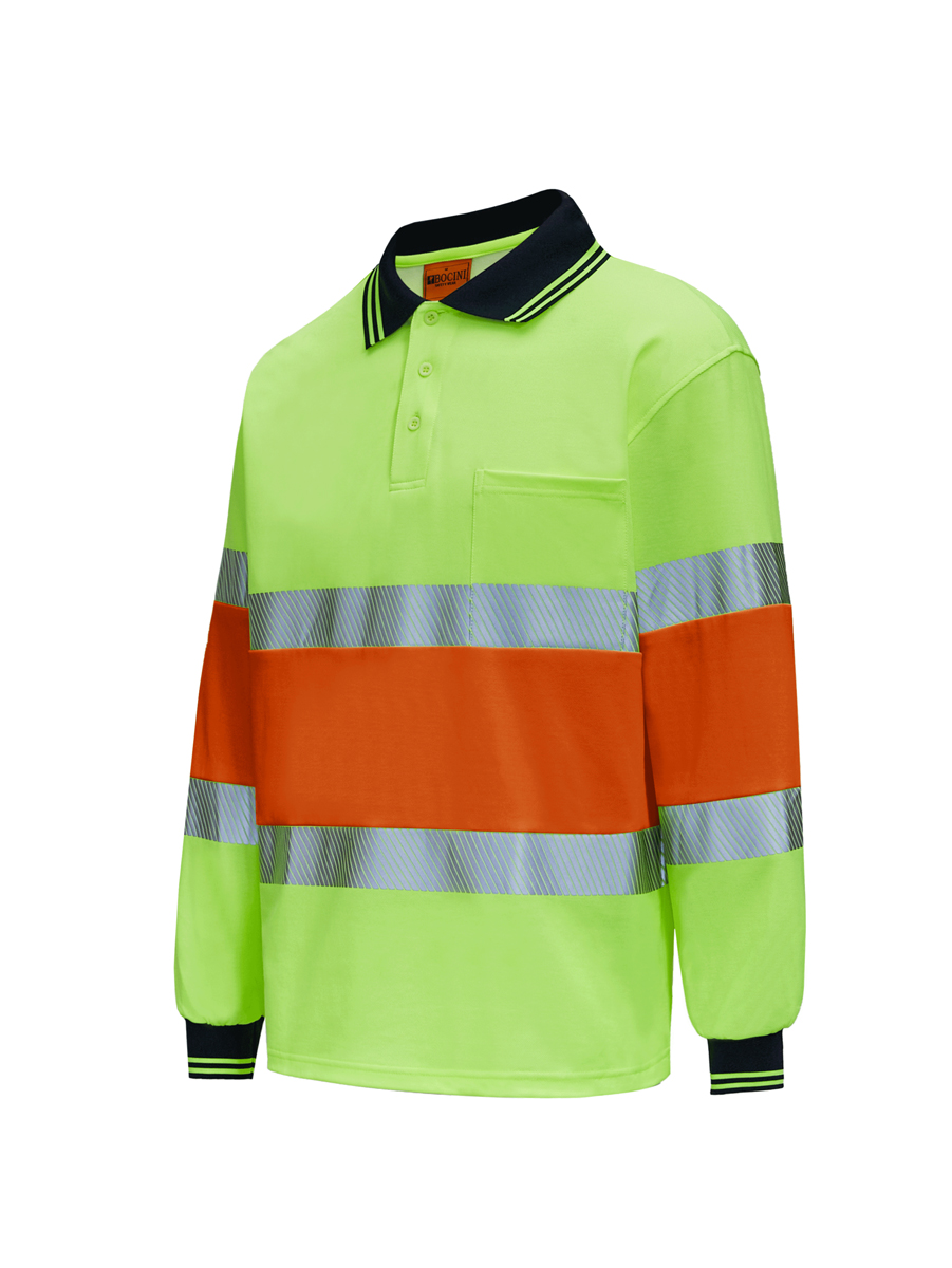 Hi-Vis Center Panel Long Sleeve Polo